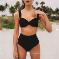 2021 Hot Selling High Quality Pure Color Sexy High Waist BIKINI Swim Suits